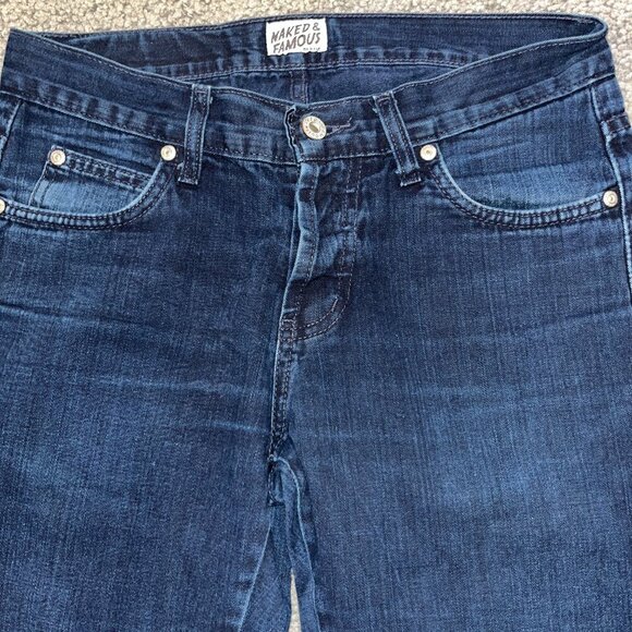 NAKED & FAMOUS DENIM SKINNY GUY Dark Wash Straight Leg Men's Blue Jeans EUC - 31 - Picture 2 of 12